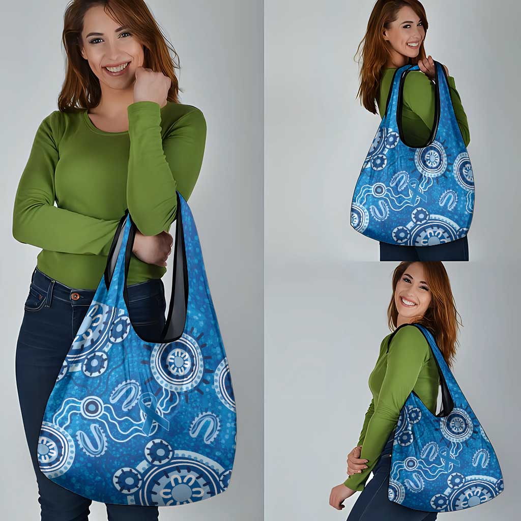 Australia Indigenous Prostate Cancer Awareness Grocery Bag Blue Ribbon Aboriginal Art - Aussie Hoodie
