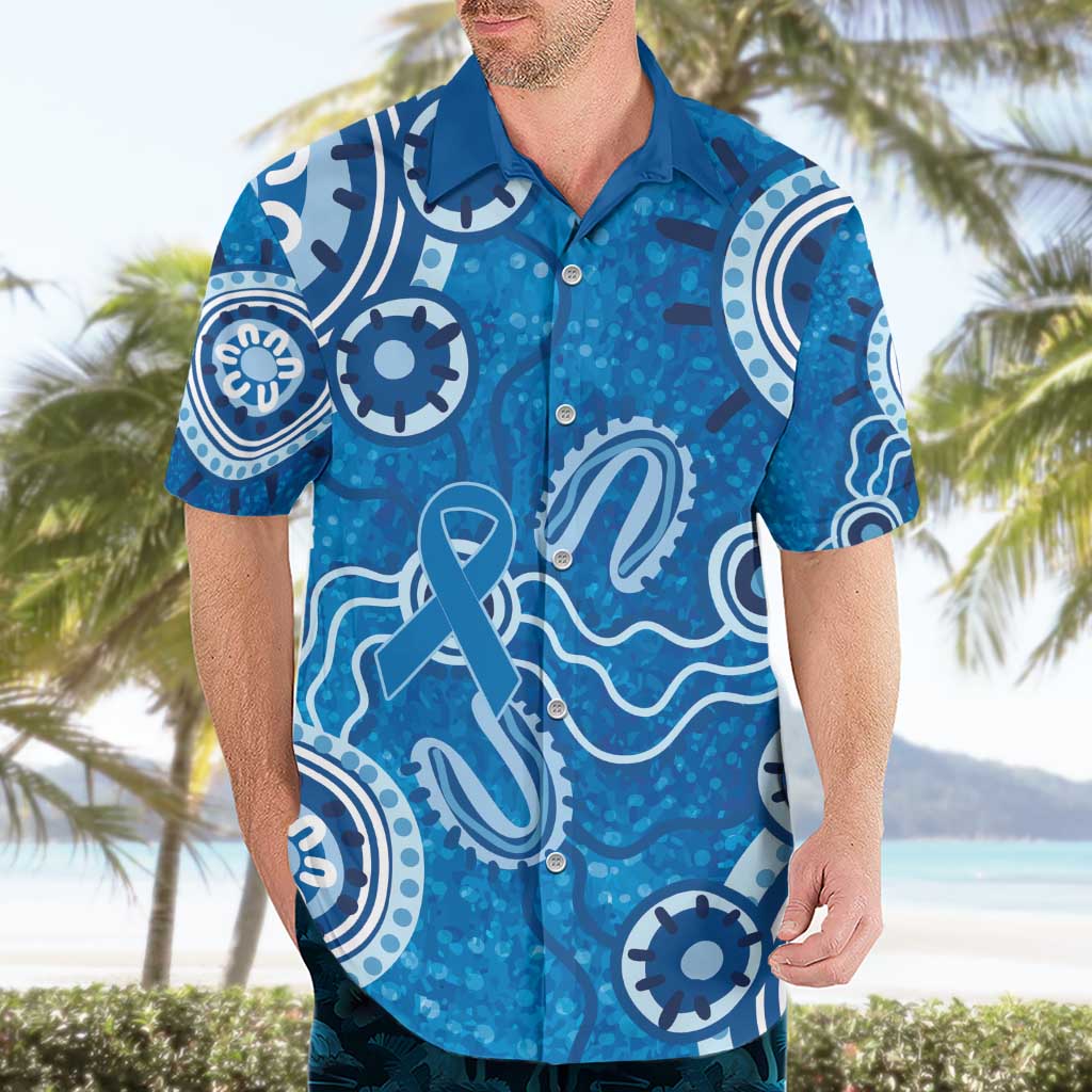 Australia Indigenous Prostate Cancer Awareness Hawaiian Shirt Blue Ribbon Aboriginal Art - Aussie Hoodie