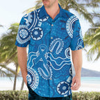 Australia Indigenous Prostate Cancer Awareness Hawaiian Shirt Blue Ribbon Aboriginal Art - Aussie Hoodie
