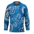 Australia Indigenous Prostate Cancer Awareness Hockey Jersey Blue Ribbon Aboriginal Art - Aussie Hoodie