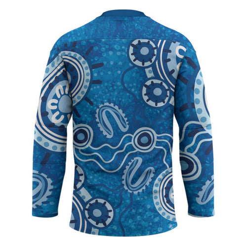 Australia Indigenous Prostate Cancer Awareness Hockey Jersey Blue Ribbon Aboriginal Art - Aussie Hoodie