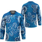 Australia Indigenous Prostate Cancer Awareness Hockey Jersey Blue Ribbon Aboriginal Art - Aussie Hoodie