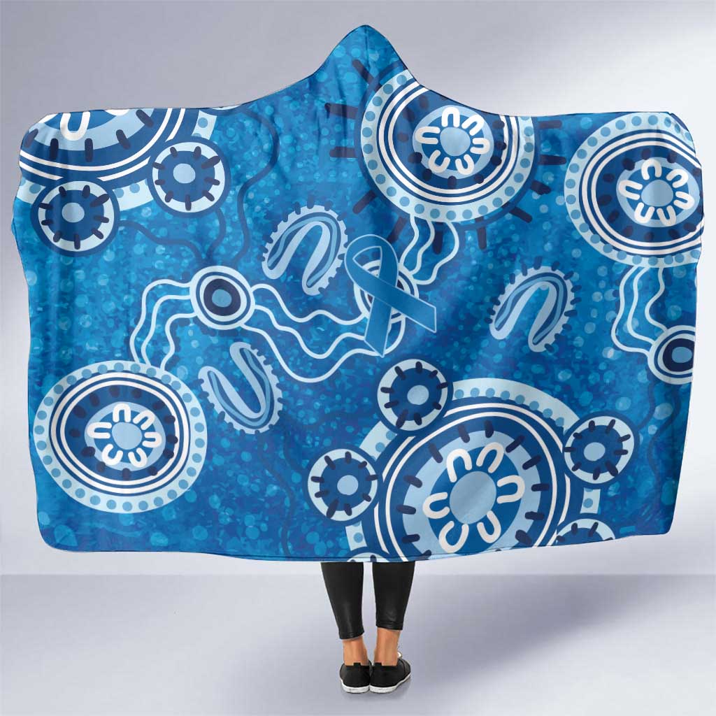 Australia Indigenous Prostate Cancer Awareness Hooded Blanket Blue Ribbon Aboriginal Art - Aussie Hoodie