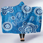 Australia Indigenous Prostate Cancer Awareness Hooded Blanket Blue Ribbon Aboriginal Art - Aussie Hoodie