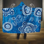 Australia Indigenous Prostate Cancer Awareness Hooded Blanket Blue Ribbon Aboriginal Art - Aussie Hoodie