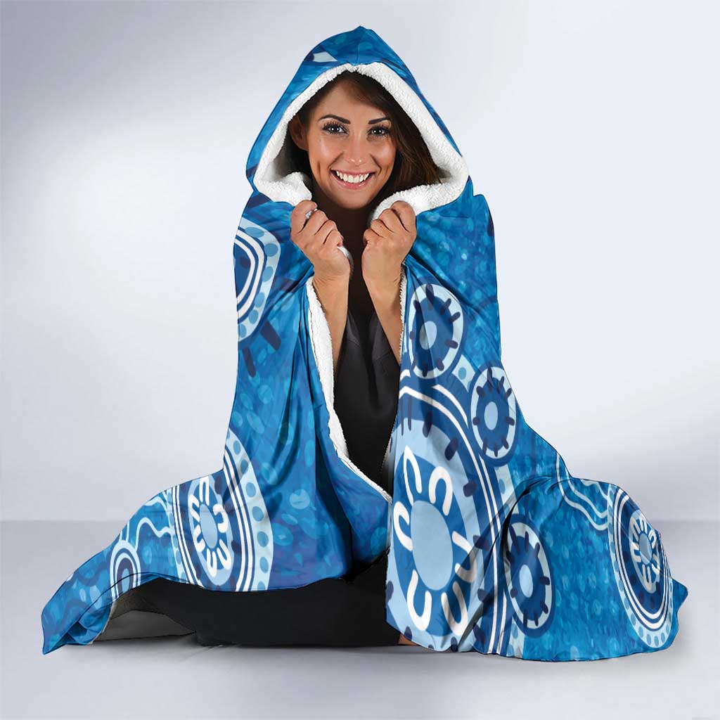 Australia Indigenous Prostate Cancer Awareness Hooded Blanket Blue Ribbon Aboriginal Art - Aussie Hoodie