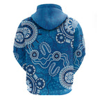 Australia Indigenous Prostate Cancer Awareness Hoodie Blue Ribbon Aboriginal Art - Aussie Hoodie