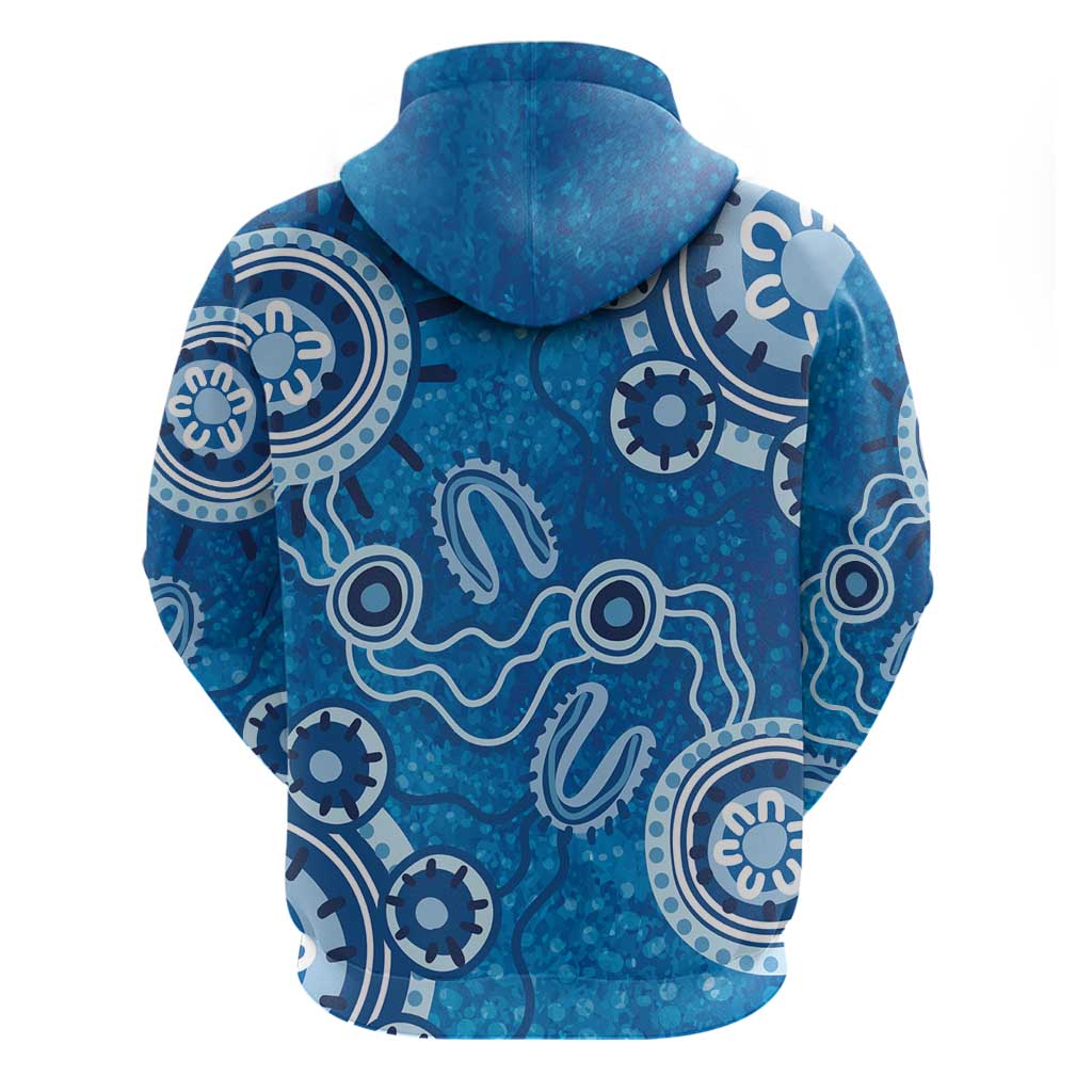 Australia Indigenous Prostate Cancer Awareness Hoodie Blue Ribbon Aboriginal Art - Aussie Hoodie
