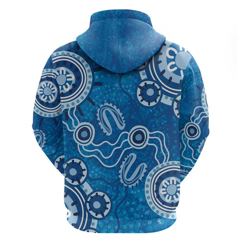 Australia Indigenous Prostate Cancer Awareness Hoodie Blue Ribbon Aboriginal Art - Aussie Hoodie