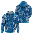 Australia Indigenous Prostate Cancer Awareness Hoodie Blue Ribbon Aboriginal Art - Aussie Hoodie