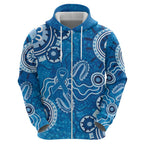 Australia Indigenous Prostate Cancer Awareness Hoodie Blue Ribbon Aboriginal Art - Aussie Hoodie