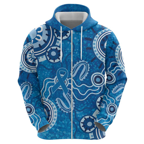 Australia Indigenous Prostate Cancer Awareness Hoodie Blue Ribbon Aboriginal Art - Aussie Hoodie