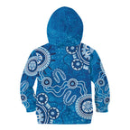 Australia Indigenous Prostate Cancer Awareness Kid Hoodie Blue Ribbon Aboriginal Art - Aussie Hoodie
