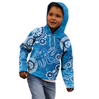 Australia Indigenous Prostate Cancer Awareness Kid Hoodie Blue Ribbon Aboriginal Art - Aussie Hoodie
