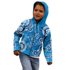 Australia Indigenous Prostate Cancer Awareness Kid Hoodie Blue Ribbon Aboriginal Art - Aussie Hoodie