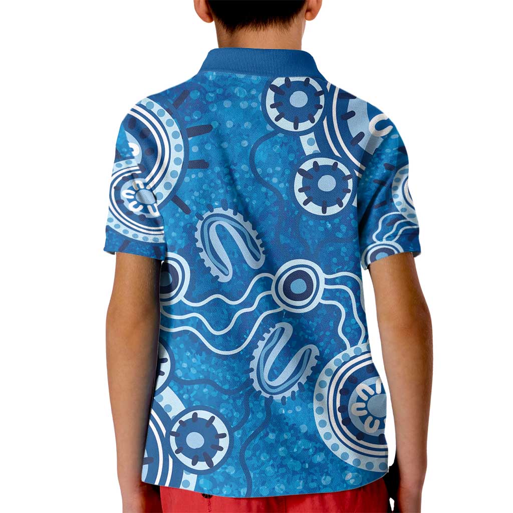 Australia Indigenous Prostate Cancer Awareness Kid Polo Shirt Blue Ribbon Aboriginal Art - Aussie Hoodie