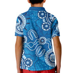 Australia Indigenous Prostate Cancer Awareness Kid Polo Shirt Blue Ribbon Aboriginal Art - Aussie Hoodie