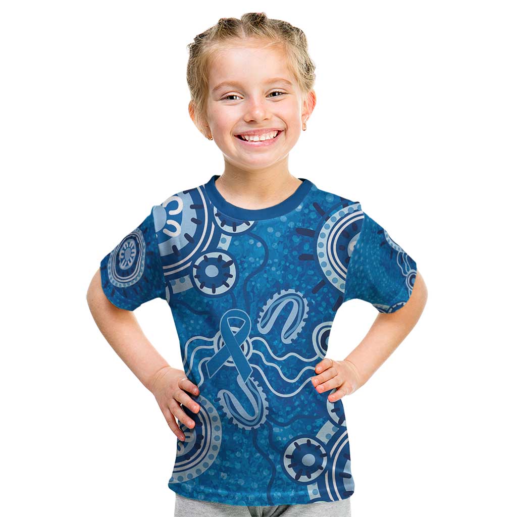 Australia Indigenous Prostate Cancer Awareness Kid T Shirt Blue Ribbon Aboriginal Art - Aussie Hoodie