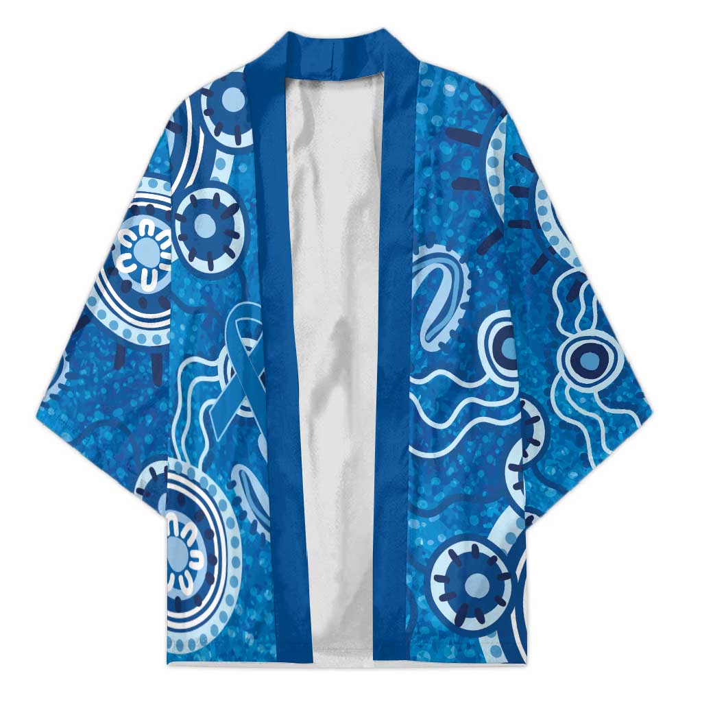 Australia Indigenous Prostate Cancer Awareness Kimono Blue Ribbon Aboriginal Art - Aussie Hoodie