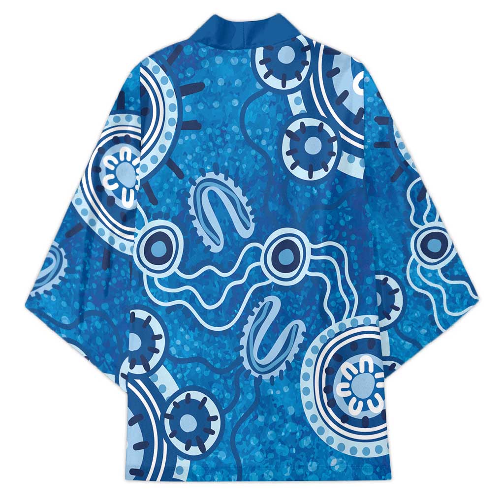 Australia Indigenous Prostate Cancer Awareness Kimono Blue Ribbon Aboriginal Art - Aussie Hoodie