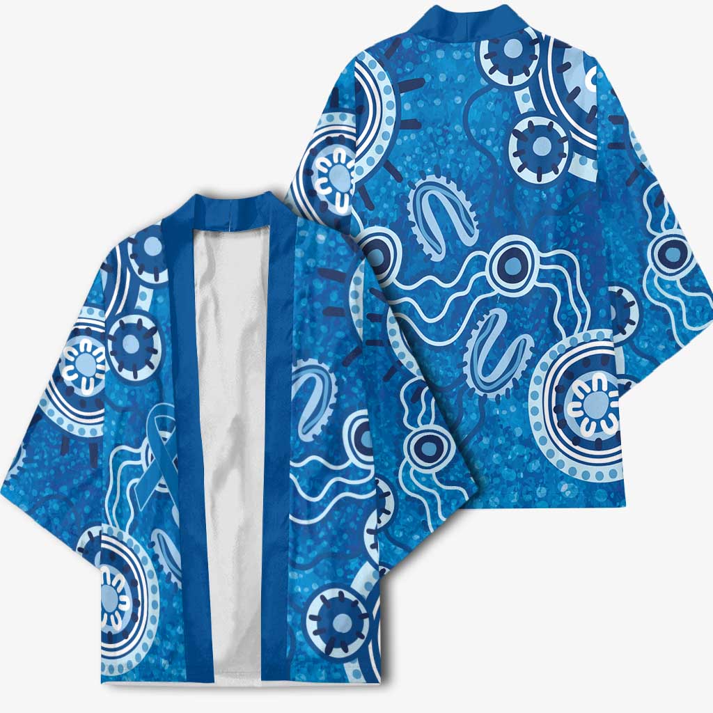 Australia Indigenous Prostate Cancer Awareness Kimono Blue Ribbon Aboriginal Art - Aussie Hoodie