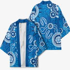 Australia Indigenous Prostate Cancer Awareness Kimono Blue Ribbon Aboriginal Art - Aussie Hoodie