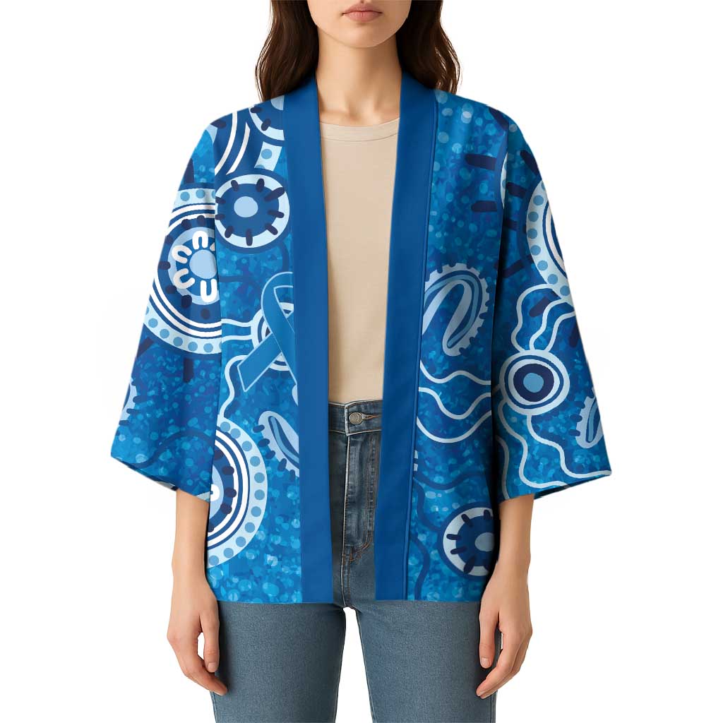 Australia Indigenous Prostate Cancer Awareness Kimono Blue Ribbon Aboriginal Art - Aussie Hoodie