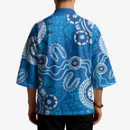 Australia Indigenous Prostate Cancer Awareness Kimono Blue Ribbon Aboriginal Art - Aussie Hoodie