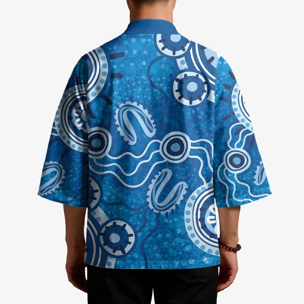 Australia Indigenous Prostate Cancer Awareness Kimono Blue Ribbon Aboriginal Art - Aussie Hoodie