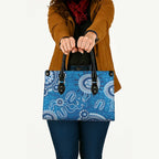 Australia Indigenous Prostate Cancer Awareness Leather Bag Blue Ribbon Aboriginal Art - Aussie Hoodie