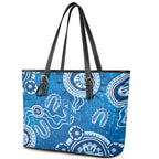Australia Indigenous Prostate Cancer Awareness Leather Tote Bag Blue Ribbon Aboriginal Art - Aussie Hoodie