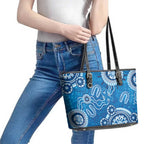 Australia Indigenous Prostate Cancer Awareness Leather Tote Bag Blue Ribbon Aboriginal Art - Aussie Hoodie