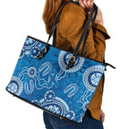 Australia Indigenous Prostate Cancer Awareness Leather Tote Bag Blue Ribbon Aboriginal Art - Aussie Hoodie