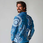 Australia Indigenous Prostate Cancer Awareness Long Sleeve Polo Shirt Blue Ribbon Aboriginal Art - Aussie Hoodie