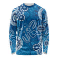 Australia Indigenous Prostate Cancer Awareness Long Sleeve Shirt Blue Ribbon Aboriginal Art - Aussie Hoodie