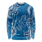 Australia Indigenous Prostate Cancer Awareness Long Sleeve Shirt Blue Ribbon Aboriginal Art - Aussie Hoodie