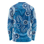 Australia Indigenous Prostate Cancer Awareness Long Sleeve Shirt Blue Ribbon Aboriginal Art - Aussie Hoodie