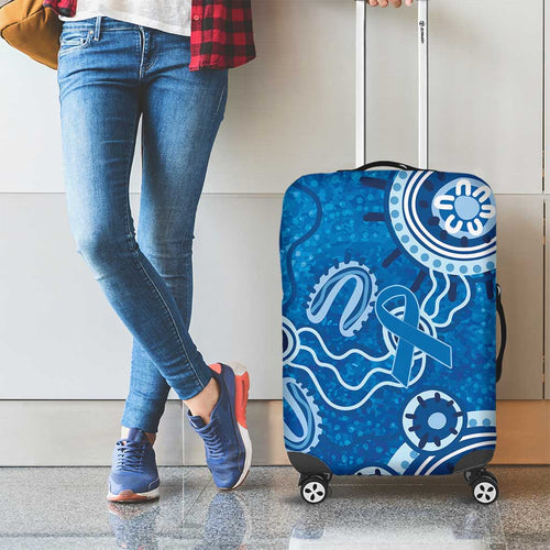 Australia Indigenous Prostate Cancer Awareness Luggage Cover Blue Ribbon Aboriginal Art - Aussie Hoodie