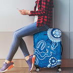 Australia Indigenous Prostate Cancer Awareness Luggage Cover Blue Ribbon Aboriginal Art - Aussie Hoodie