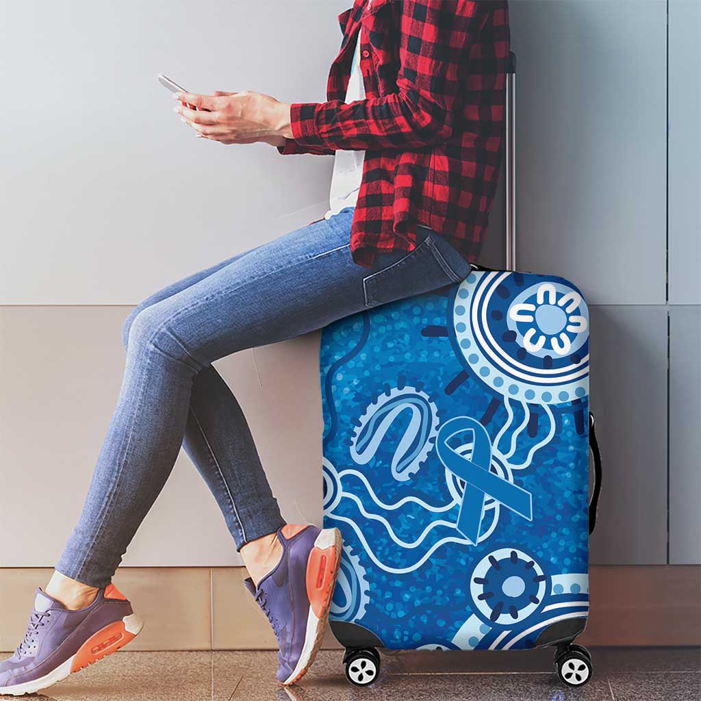 Australia Indigenous Prostate Cancer Awareness Luggage Cover Blue Ribbon Aboriginal Art - Aussie Hoodie