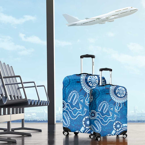 Australia Indigenous Prostate Cancer Awareness Luggage Cover Blue Ribbon Aboriginal Art - Aussie Hoodie