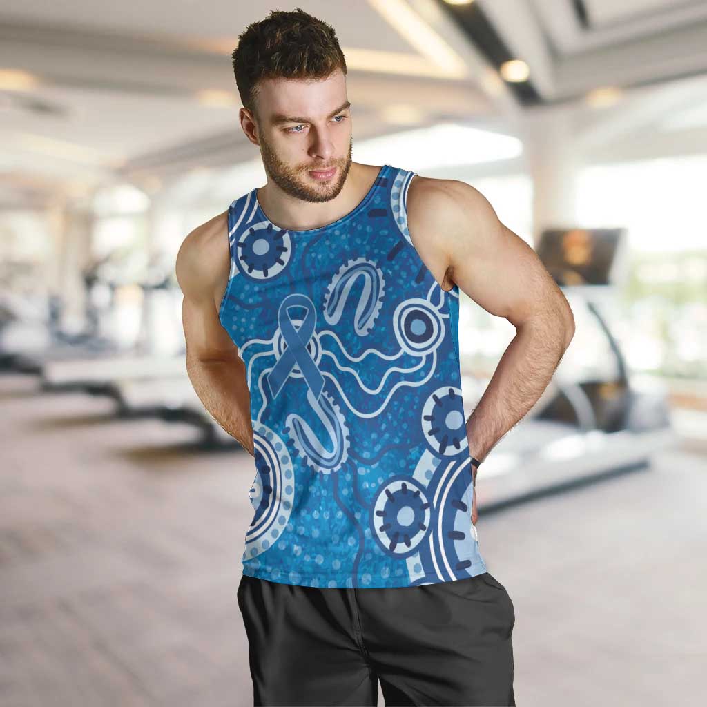 Australia Indigenous Prostate Cancer Awareness Men Tank Top Blue Ribbon Aboriginal Art - Aussie Hoodie