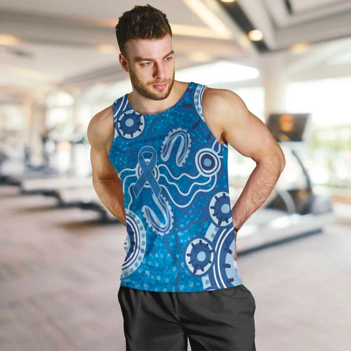 Australia Indigenous Prostate Cancer Awareness Men Tank Top Blue Ribbon Aboriginal Art - Aussie Hoodie