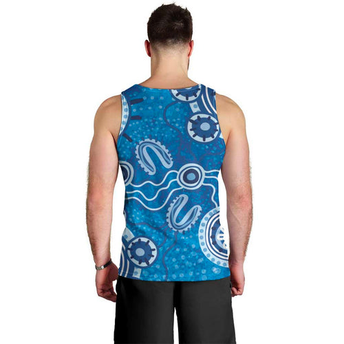 Australia Indigenous Prostate Cancer Awareness Men Tank Top Blue Ribbon Aboriginal Art - Aussie Hoodie