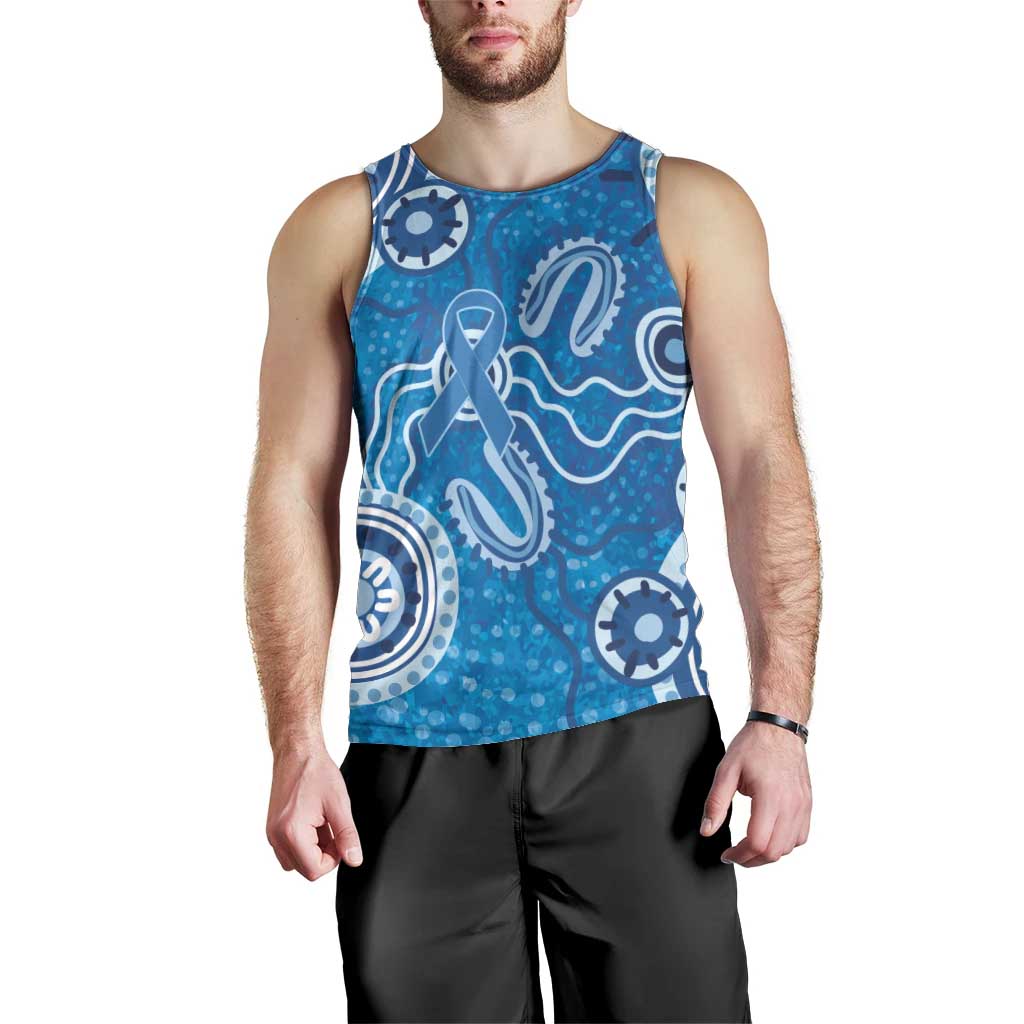 Australia Indigenous Prostate Cancer Awareness Men Tank Top Blue Ribbon Aboriginal Art - Aussie Hoodie