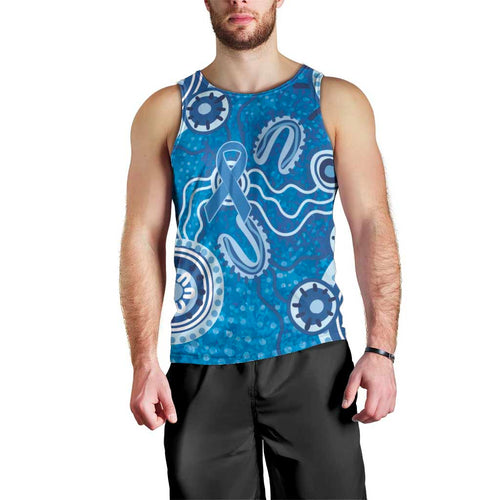 Australia Indigenous Prostate Cancer Awareness Men Tank Top Blue Ribbon Aboriginal Art - Aussie Hoodie