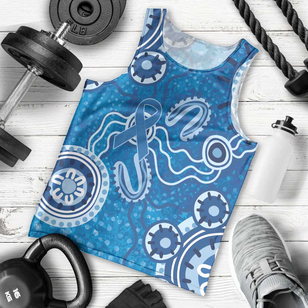 Australia Indigenous Prostate Cancer Awareness Men Tank Top Blue Ribbon Aboriginal Art - Aussie Hoodie