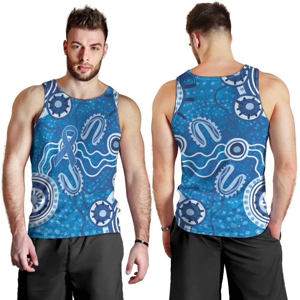 Australia Indigenous Prostate Cancer Awareness Men Tank Top Blue Ribbon Aboriginal Art - Aussie Hoodie