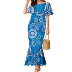 Australia Indigenous Prostate Cancer Awareness Mermaid Dress Blue Ribbon Aboriginal Art - Aussie Hoodie