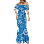 Australia Indigenous Prostate Cancer Awareness Mermaid Dress Blue Ribbon Aboriginal Art - Aussie Hoodie